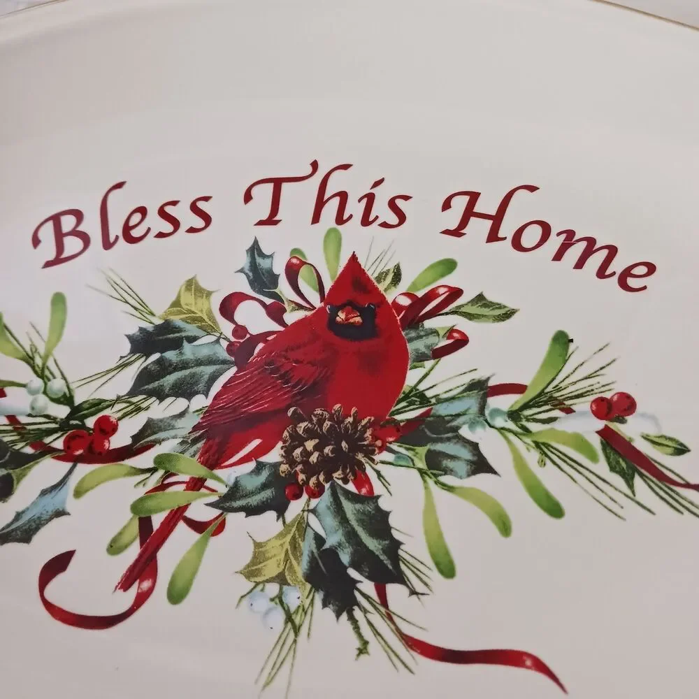 LENOX WINTER BLESSINGS OVAL TRAY SERVING PLATTER RED CARDINAL